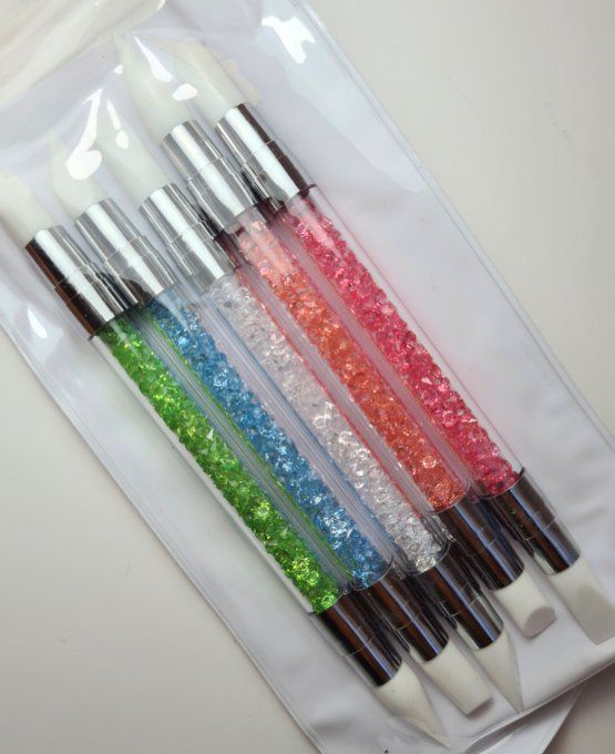 5 Stylo strass pour poudre , chrome